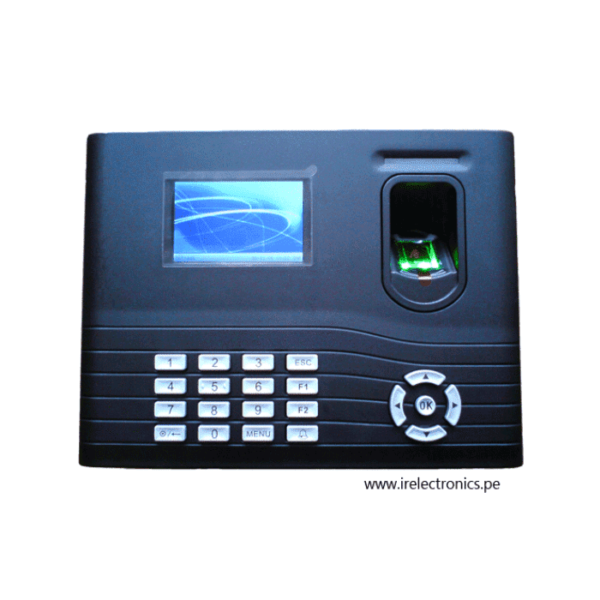 RELOJ DE CONTROL DE ACCESO Y ASISTENCIA  ZK IN01-A C/FUENTE PANTALLA A COLOR TFT DE 3" (PULGADAS). SOPORTA 3,000 HUELLAS.  SOPORTA 100,000 REGISTROS DE ASISTENCIA. PLATAFORMA DE HARDWARE ZEM510. VERSIÓN DE ALGORITMO ZK FINGER V10.0 Y V9.0.