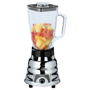 LICUADORA OSTER CLASICA 000250-022-053 MOTOR DE 600 WATTS. 2 VELOCIDADES, VASO DE VIDRIO REFRACTARIO DE 5 TAZAS DE CAPACIDAD (1.25L)CUCHILLA PICAHIELO DE ACERO INOXIDABLE. ACOPLE TOTALMENTE METALICO.BASE DE METAL CROMADA