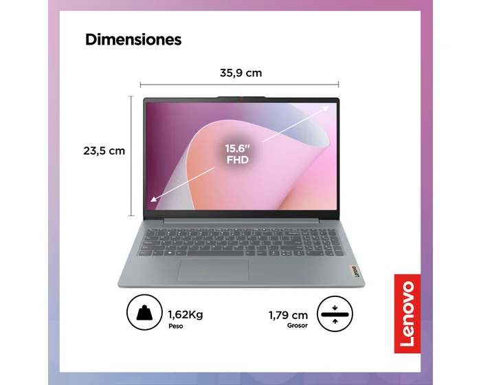 NOTEBOOK LENOVO IDEAPAD SLIM 3 15AMN8 AMD RYZEN 5 7520U, MEMORIA 8GB - Imagen 2